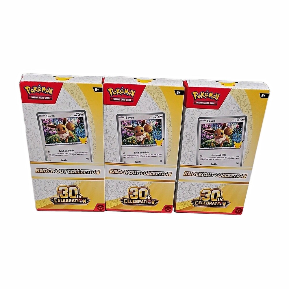 3x Pokemon TCG 30th Anniversary Knock Out Collection Box Eevee Lot Sealed